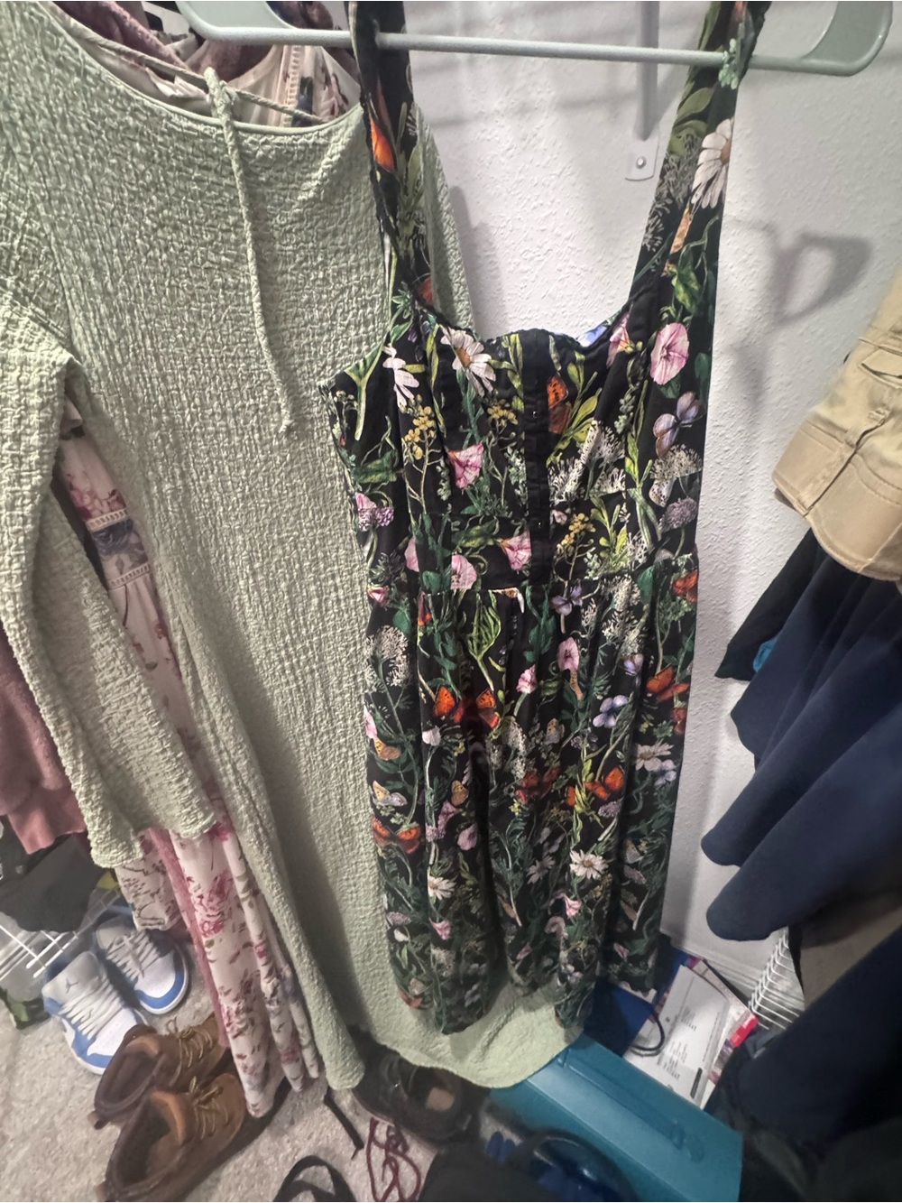Avec Les Filles Black Floral Midi Dress with Botanical Print